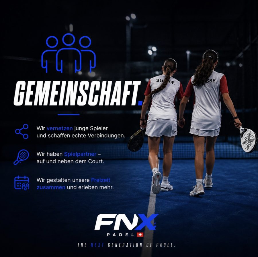 FNX Padel Gemeinschaft: Wir vernetzen junge Spieler, haben Spielpartner auf und neben dem Court und gestalten unsere Freizeit zusammen.